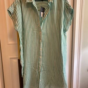 Universal Thread green and white chambray swim coverup